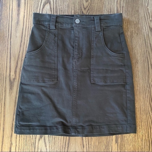 DYNAMITE Olive Green Denim Mini Skirt - Picture 1 of 9